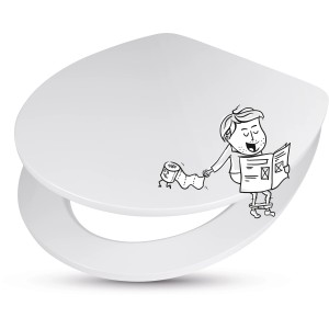 Weißer WC-Sitz Tonda von baliv mit Absenkautomatik und Cartoon-Motiv.