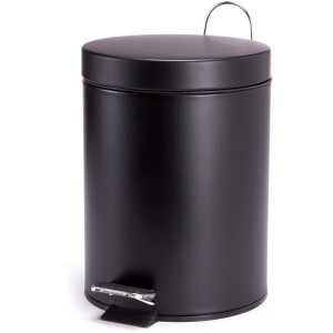 Schwarzer MSV Treteimer, 3 Liter, aus Metall für Bad & WC.