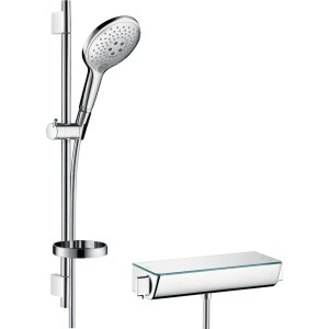 Raindance Select S Brausesystem mit Thermostat und Brausestange in Chrom.