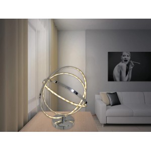 Moderne LED-Tischleuchte Universe in Chrom, 39 cm hoch. Design-Tischlampe für stimmungsvolles Licht.