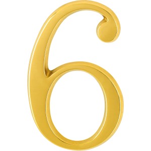 Goldene Hausnummer 6 aus Messing von AnsaPro.