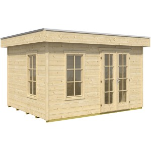 Skan Holz Gartenhaus Breda mit Flachdach, Naturholz, 380x380 cm.
