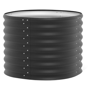 Schwarzes, rundes Vitavia Vita 630 Metall-Hochbeet mit Schneckenschutz.