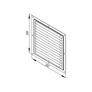 Aluminium Abdeckgitter 250x250 mm mit Fliegengitter für Lüftungsöffnungen.