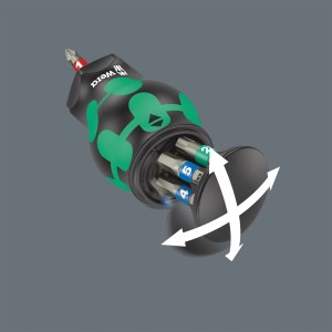 Wera Bicycle 11 Set: 7-teiliges Fahrradwerkzeug mit Bit-Magazin im geöffneten Zustand.