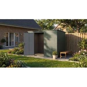 Weka Metall-Gerätehaus Gary 292 cm x 148 cm Grün