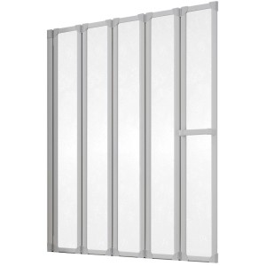 Schulte Badewannenaufsatz, 5-teilig, Kunstglas hell, Alunatur Rahmen.