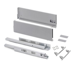 Emuca Aussenschublade Vertex mit 3D Regelung Höhe 178 mm 40 kg Tiefe 350 mm Stahl Grau Metallic