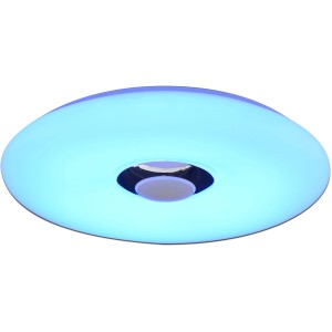 Weiße LED-Deckenleuchte Nashville mit Bluetooth Lautsprecher und Farbwechsel.