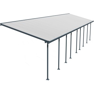 Palram Canopia Terrassenüberdachung Feria, anthrazitfarben, mit Polycarbonat-Doppelstegplatten.