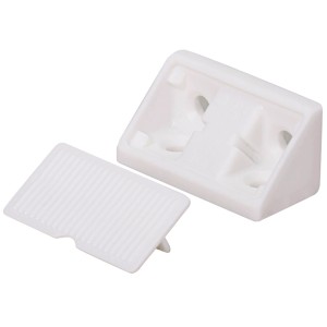 Weißer Universal-Eckverbinder (20x20x43mm) aus Kunststoff mit Abdeckkappe, 4er-Set.