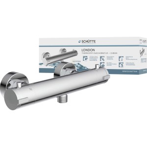 Schütte Thermostat Duscharmatur London Chrom, Aufputz-Thermostat mit Eco-Stopp Funktion.