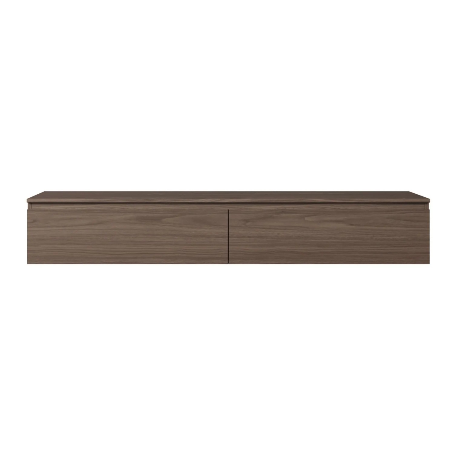 Modernes Selsey TV-Hängeboard Bemmi, 175 cm, in dunkler Nussbaum Holzoptik mit zwei Klappenfächern.