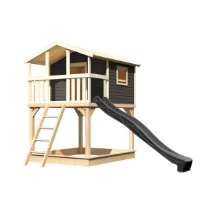 Karibu Stelzenhaus Benjamin mit Rutsche Natur-Grau