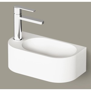 PAA Waschbecken RE/D, Mineralwerkstoff, 40x21x14 cm, weiß matt. Ideal für Gäste-WC.