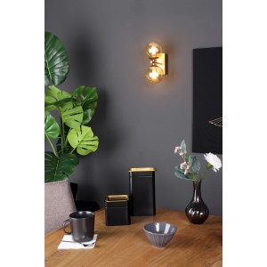 LUCE Design Wandleuchte Neptun 2-flammig Champagnerfarben & Messing