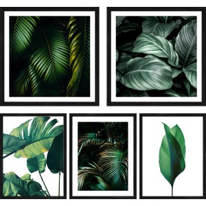 Pro Art Bilder Framed Art Jungle Leaves I 2x 28 cm x 28 cm, 3x 19 cm x 24 cm