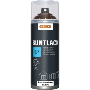 OBI Buntlack Spray Schokobraun, seidenmatt, 400ml Dose für Innen & Außen.