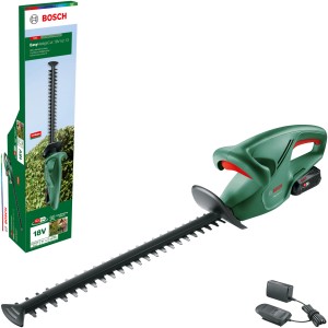 Bosch Akku-Heckenschere EasyHedgeCut mit 18V Akku und Ladegerät.