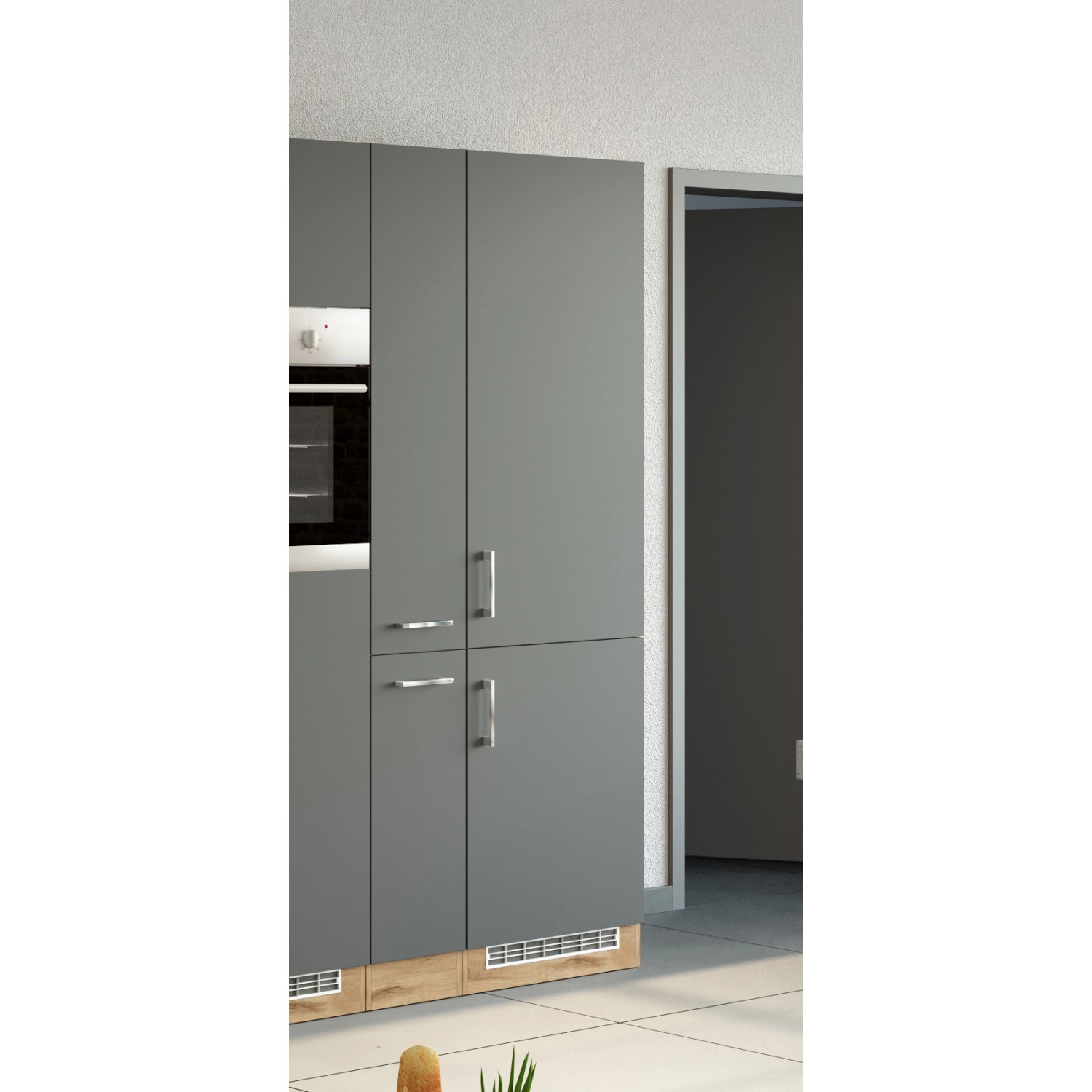 Held Möbel Kühl-Gefrierschrankumbau Sorrento in Anthrazit-Wotanei Optik, 60x200x60 cm.