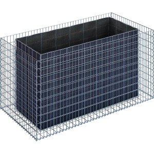 Gabiona Hochbeet, eckig, 100x200x100 cm, Maschenweite 5x10 cm, Wandstärke 15 cm.