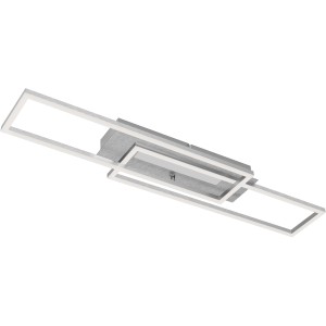 Moderne Brilo LED-Deckenleuchte Frame Mid in Aluminiumoptik mit rechteckigem Design.