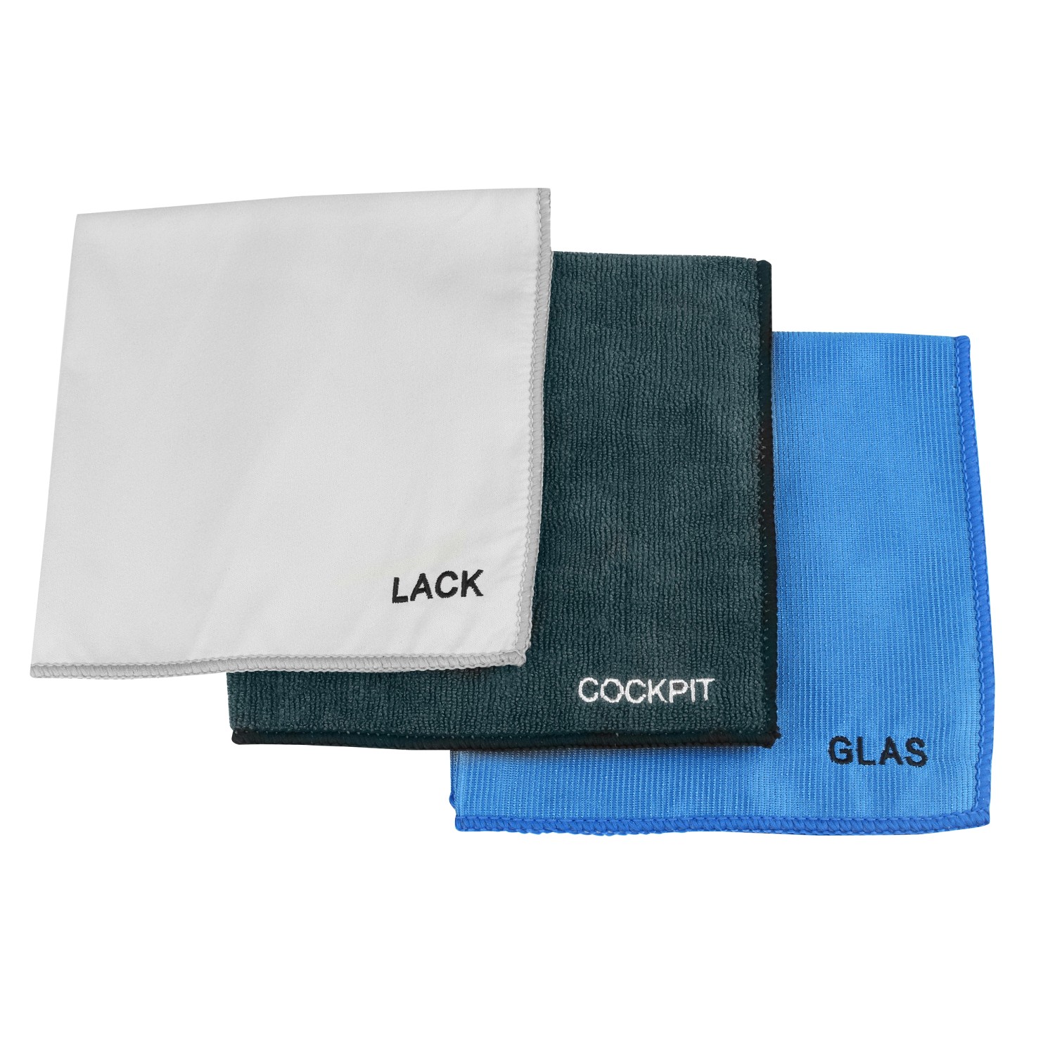 Apa Autopflege-Set, 3 Tücher (40x40 cm) für Lack, Cockpit und Glas. Ideal für die Autoreinigung.
