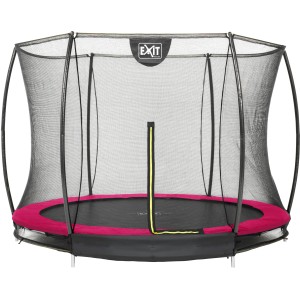 EXIT Silhouette Bodentrampolin D305cm mit Sicherheitsnetz, rosa Rahmen.