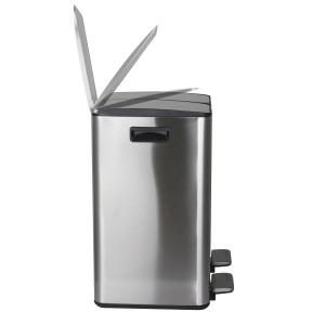 Spirella Kosmetikeimer Aliya, 2x20L, Chrom, mit zwei Fächern und Pedalöffnung.