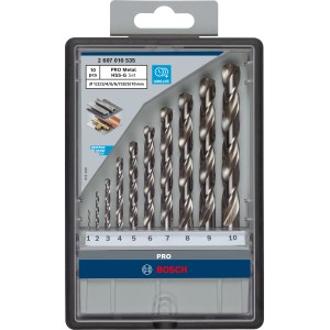 Bosch Spiralbohrer-Set HSS-G, 10-teilig im Kasten. Metallbohrer für präzise Löcher in Stahl und Metall.