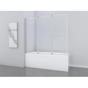 Aurlane Badewannenfaltwand Silver Comfort, 3-teilig, Chrom, auf Badewanne montiert.
