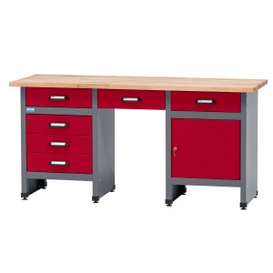Küpper Werkbank Eintürig 6 Schubladen Sitzraum 84 x 170 x 60 cm Dunkelrot