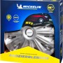 Michelin Radzierblenden Typ Monique Silber, 15 Zoll, im blauen Karton mit Auto-Motiv.