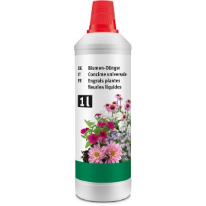 Flasche Blumen-Dünger 1 l für Zierpflanzen, Blühpflanzen und Grünpflanzen.