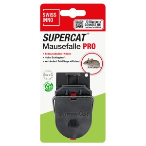 Swissinno SuperCat Mausefalle Pro mit Erdnussbutterköder für effektive Mäusebekämpfung.