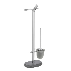 WENKO Stand WC-Garnitur Puro Anthrazit mit Toilettenpapier- und Bürstenhalter.