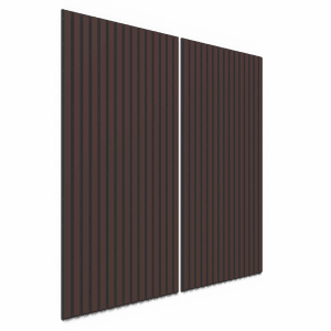 Zwei Akustikpaneele Lino Burgundy, 60x120 cm, MDF schwarz, Filz schwarz, zur Wand- und Deckenmontage.