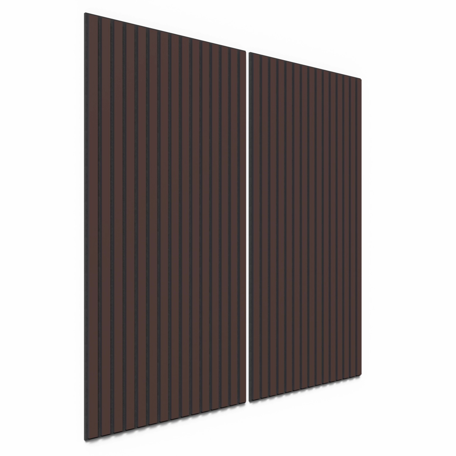 Zwei Akustikpaneele Lino Burgundy, 60x120 cm, MDF schwarz, Filz schwarz, zur Wand- und Deckenmontage.