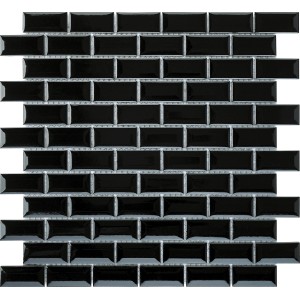 Mosaik-Fliese Stäbchen in Schwarz für Wandverkleidung.