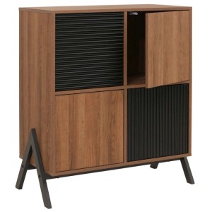 MCW Kommode O40 Natur: Sideboard mit vier Fächern und strukturierten Türen.