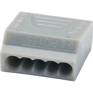 Graue 5-polige Steckklemme für Leiter von 0,75-1,5 mm Durchmesser.