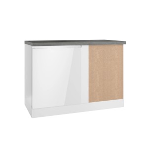 Held Küchen Eckunterschrank Gera, 120 cm, Weiß/Beton, für moderne Küchen.