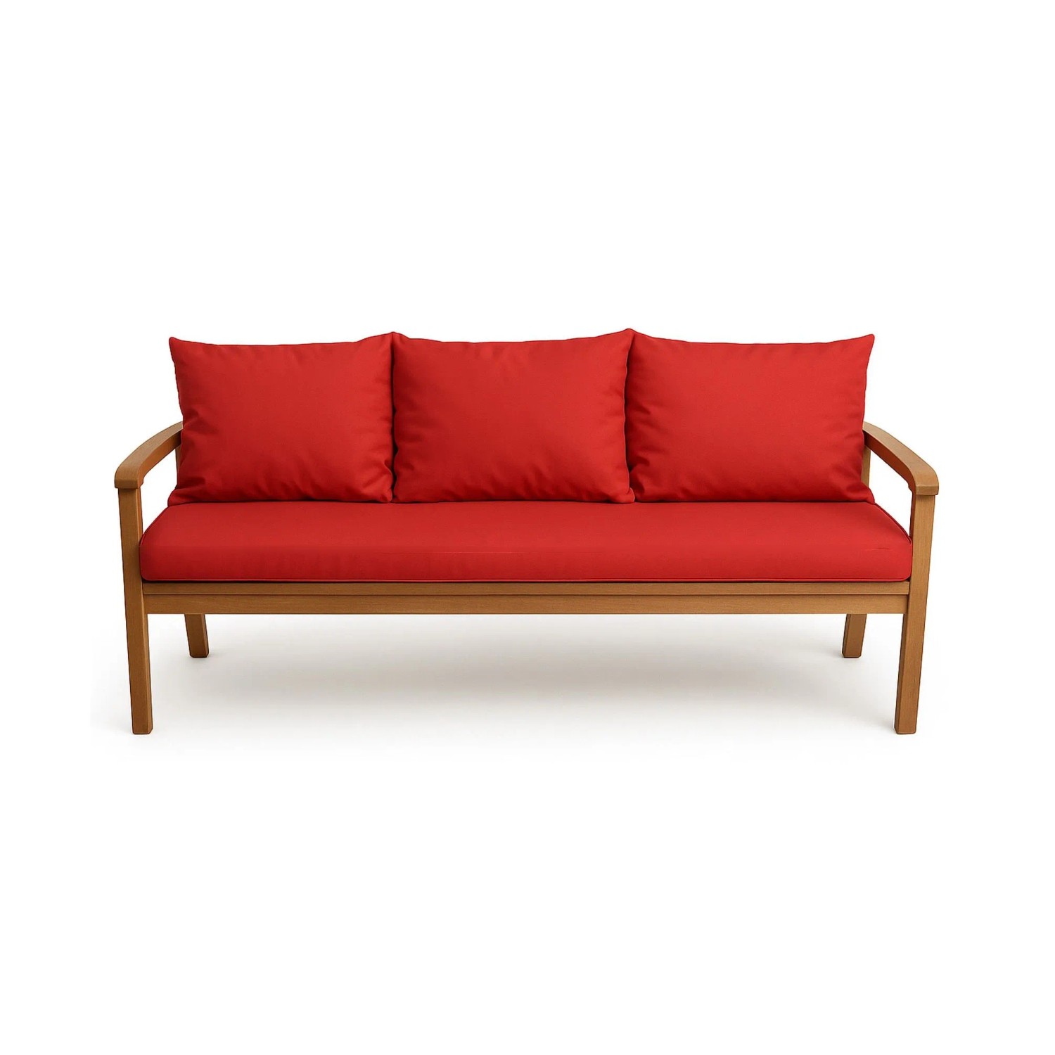 Rotes Setgarden Bankkissen-Set für 3-Sitzer Gartenbank, bestehend aus Sitzkissen und 3 Rückenkissen.