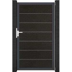 Schwarzes GroJa Tor Solid Grande Premium, 150x180 cm, für Sichtschutzzäune.