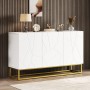 okwish Sideboard mit 4 Fächern Stauraum Esszimmer 130x38x76cm Weiß_2