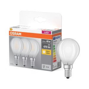 Matte E14 LED Lampe P404, 2.2W, 2700K, warmweiß, im Karton und einzeln.