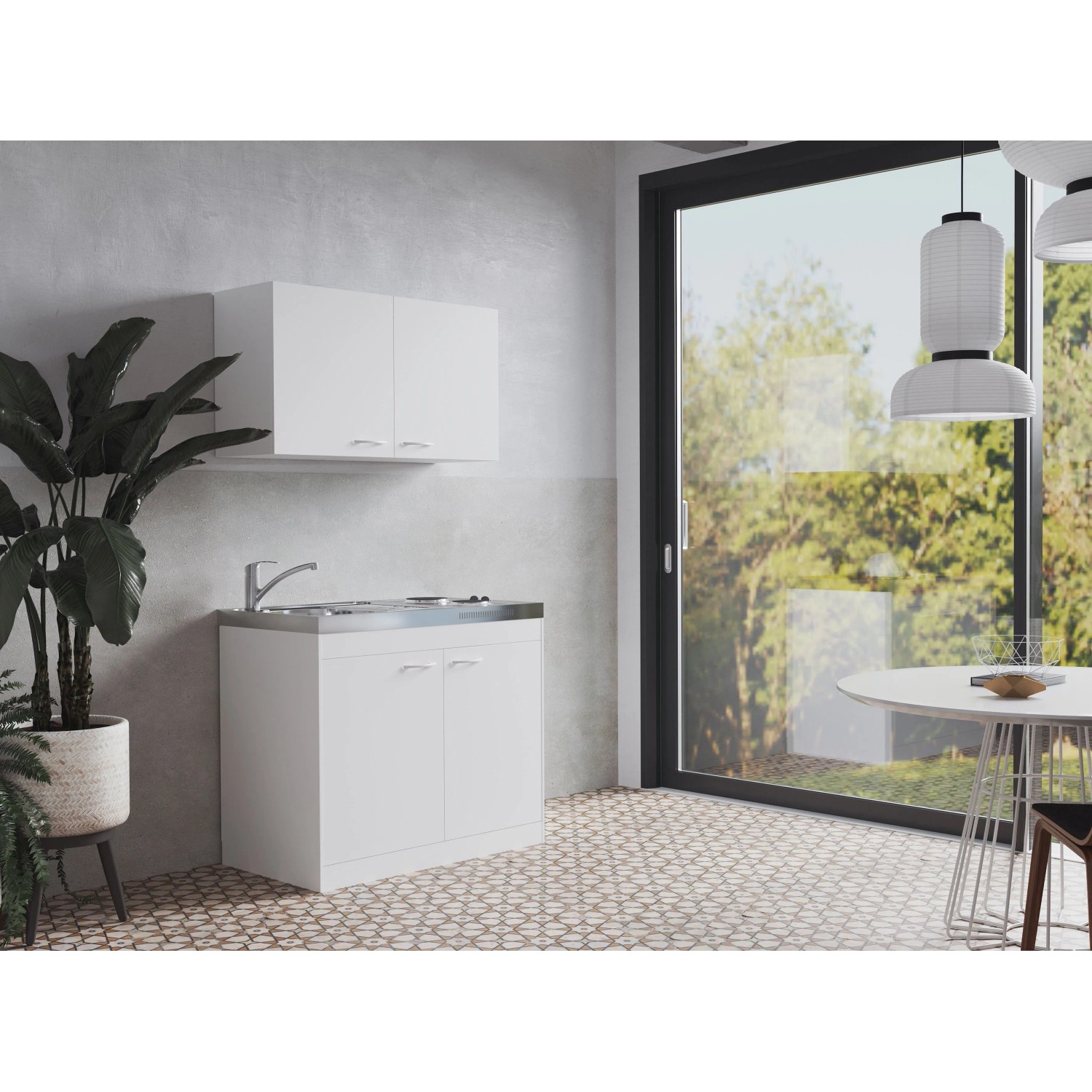 Respekta Miniküche Levin 100 cm, mit Kochmulde + Oberschrank_4