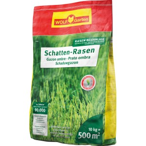 Wolf-Garten Schattenrasen, 10 kg Sack Rasensamen für dichten, strapazierfähigen Rasen.