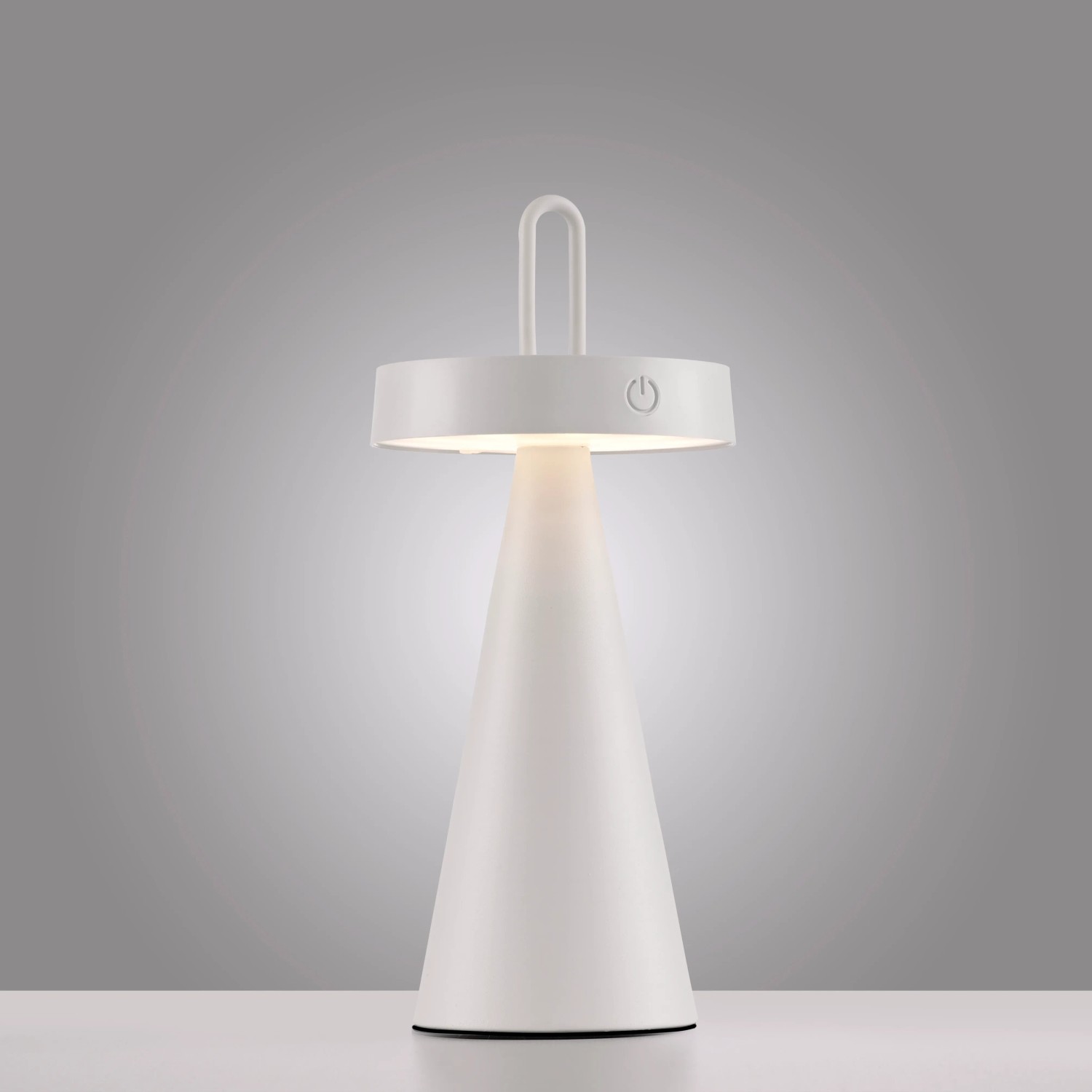 Weiße LED-Akku-Tischleuchte Alwa, 28,9 cm hoch, für Innen & Außen. Dekoleuchte mit Touchdimmer.