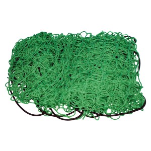 Grünes Ladungssicherungsnetz 1,5x2,2m mit Expanderseil für PKW-Anhänger und Pritschen.